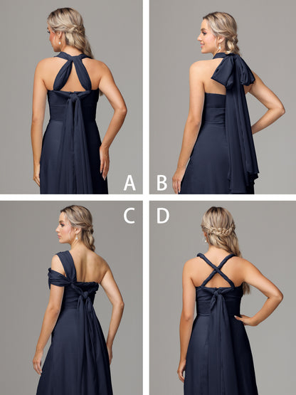 Sleeveless Off The Shoulder Chiffon Bridesmaid Dress With Slit