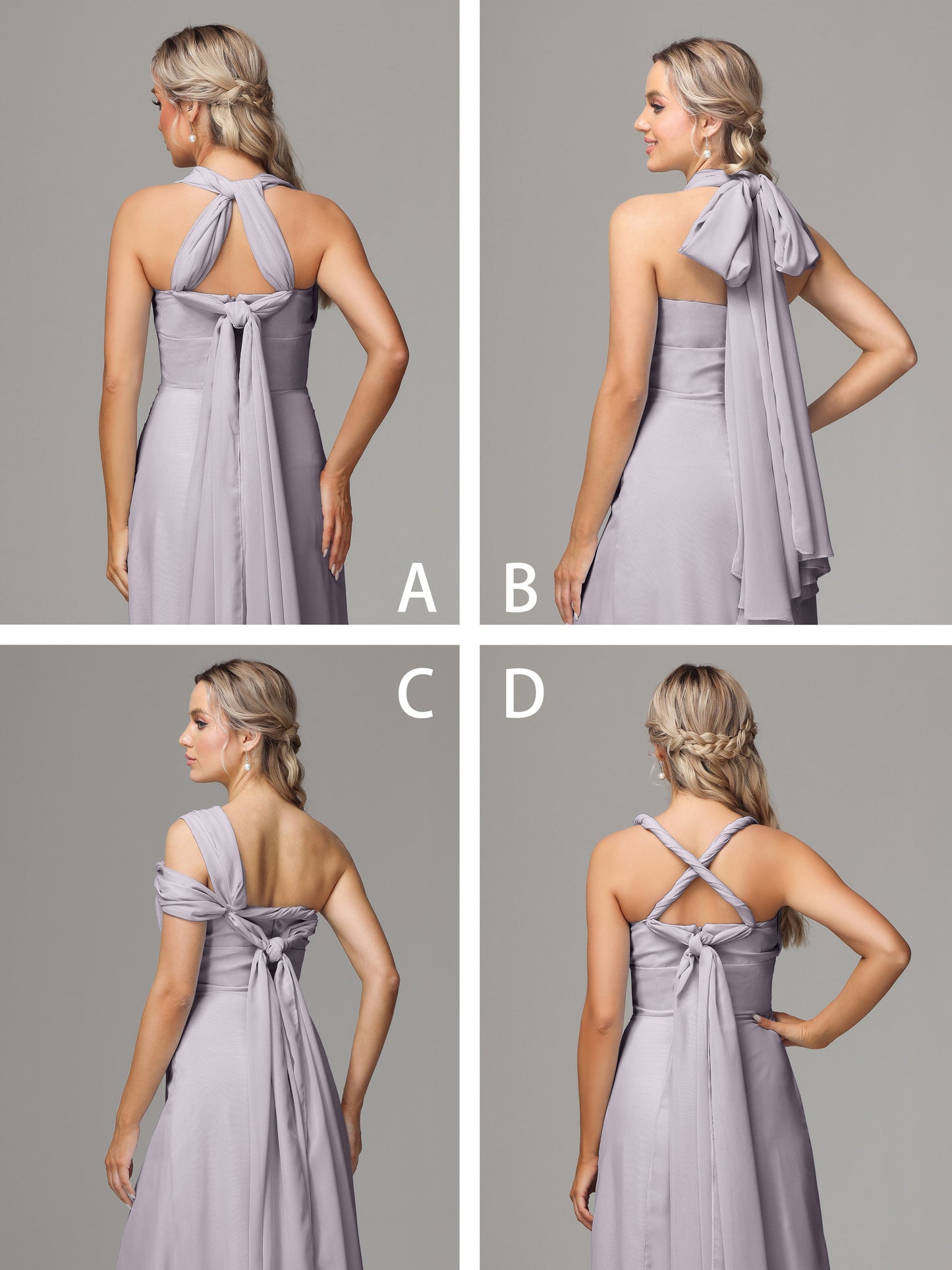 Sleeveless Off The Shoulder Chiffon Bridesmaid Dress With Slit