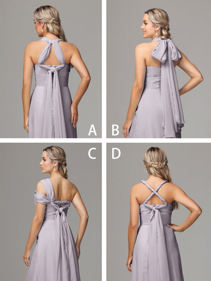 Sleeveless Off The Shoulder Chiffon Bridesmaid Dress With Slit
