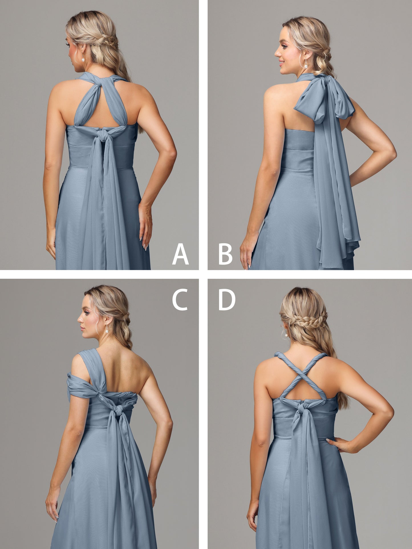 Sleeveless Off The Shoulder Chiffon Bridesmaid Dress With Slit