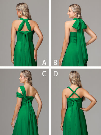 Sleeveless Off The Shoulder Chiffon Bridesmaid Dress With Slit