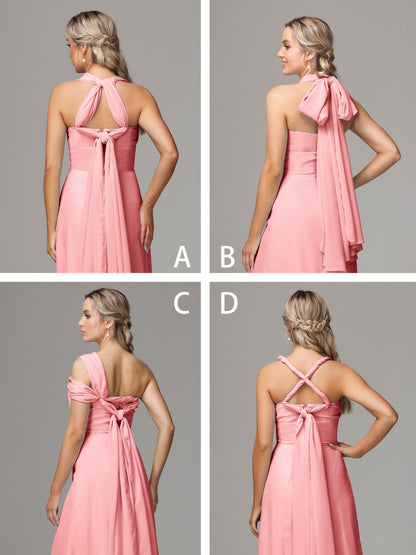 Sleeveless Off The Shoulder Chiffon Bridesmaid Dress With Slit