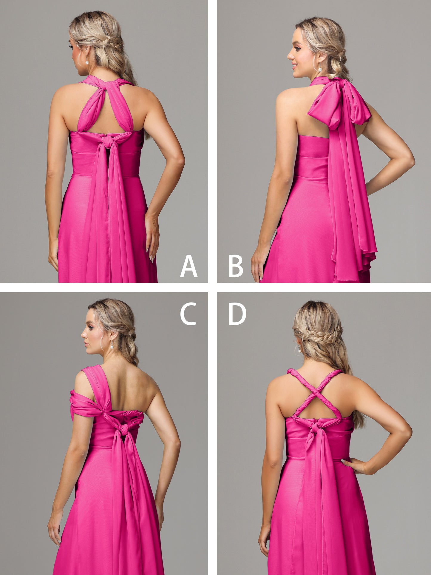 Sleeveless Off The Shoulder Chiffon Bridesmaid Dress With Slit