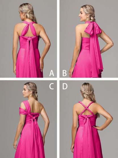 Sleeveless Off The Shoulder Chiffon Bridesmaid Dress With Slit