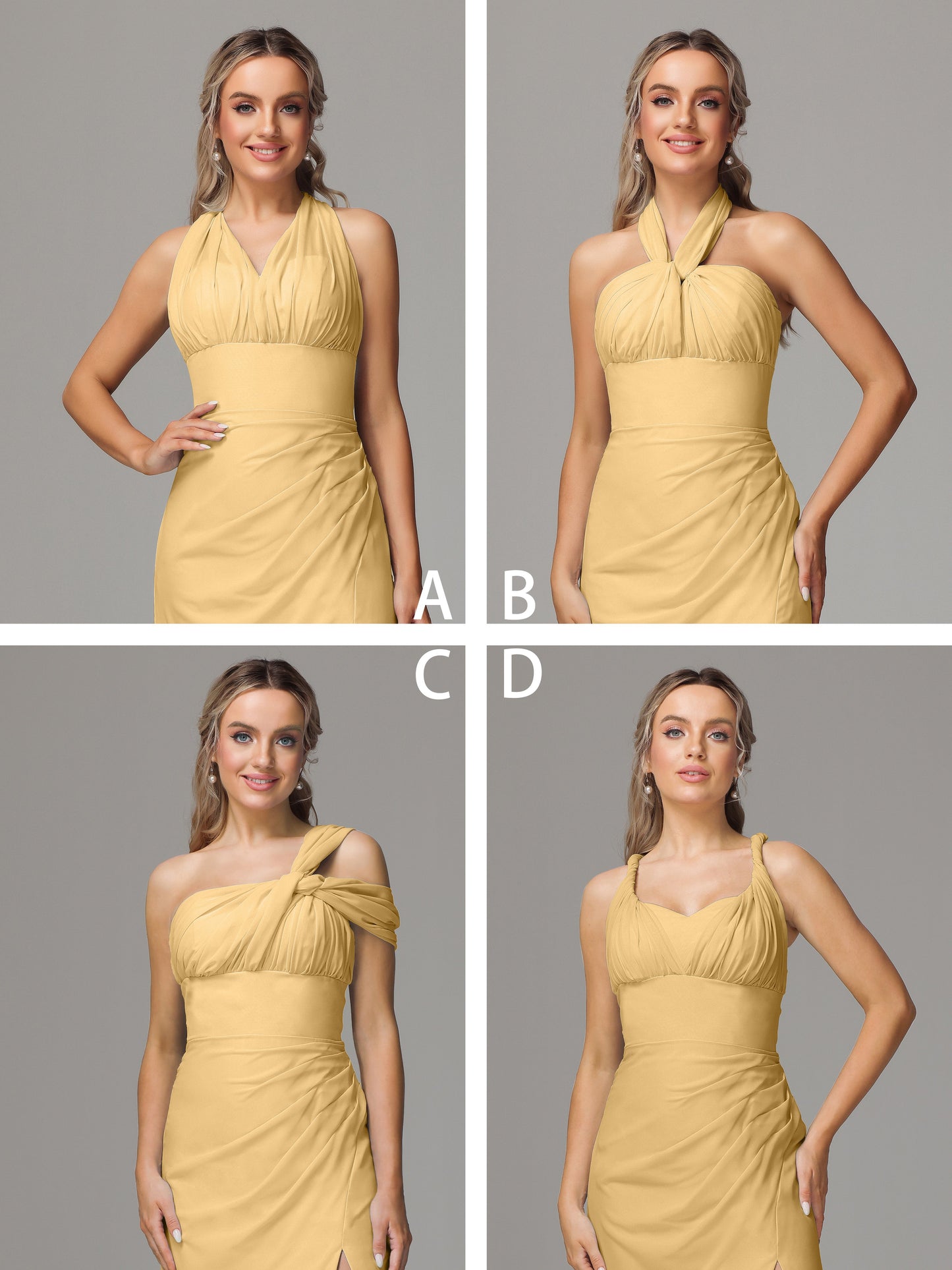 Sleeveless Off The Shoulder Chiffon Bridesmaid Dress With Slit