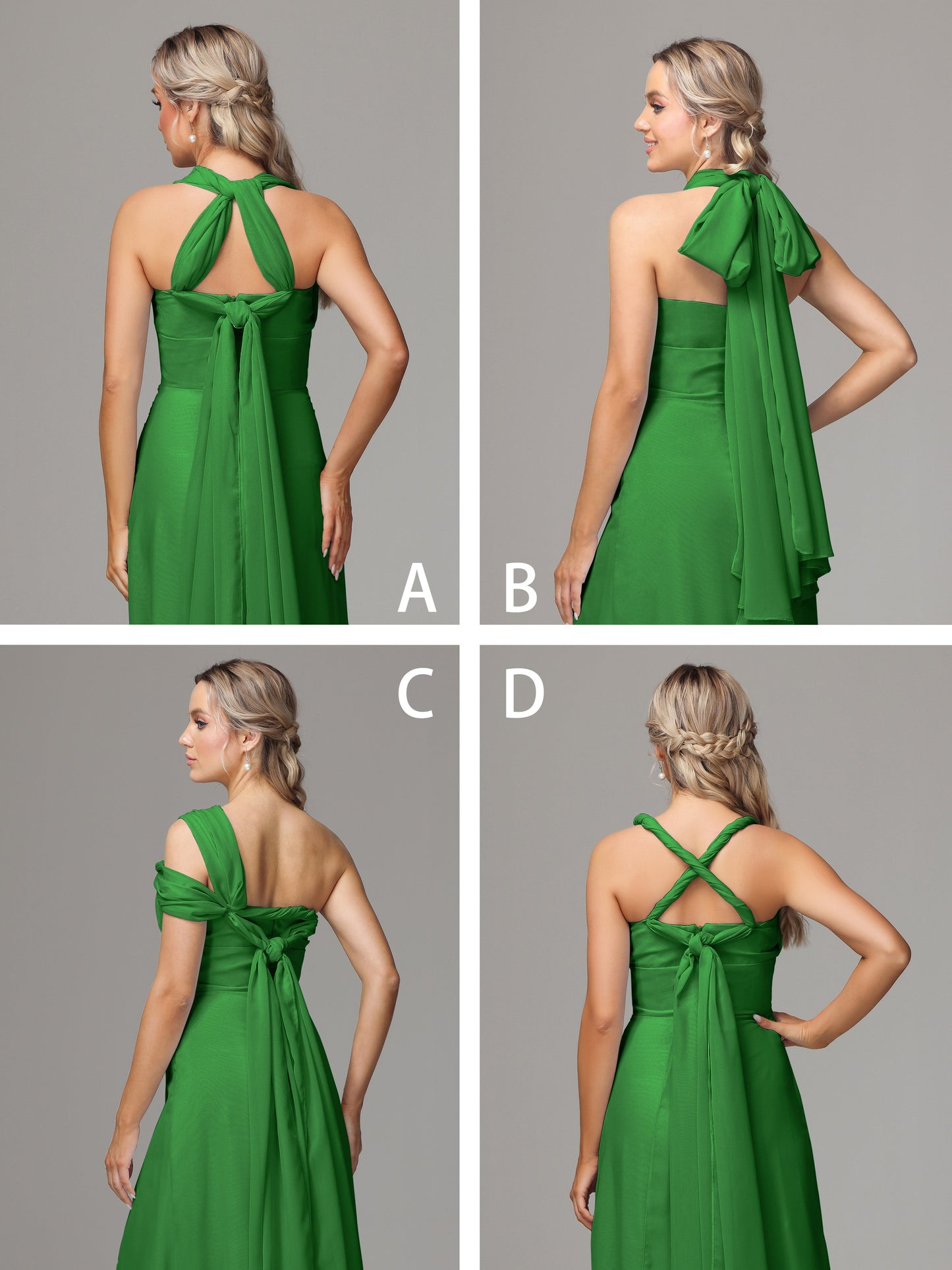 Sleeveless Off The Shoulder Chiffon Bridesmaid Dress With Slit