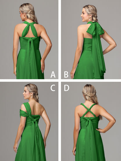 Sleeveless Off The Shoulder Chiffon Bridesmaid Dress With Slit