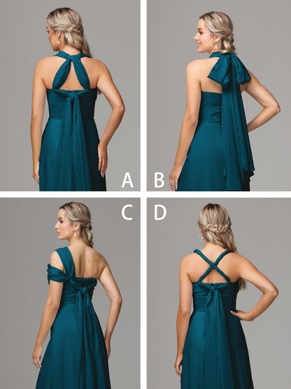 Sleeveless Off The Shoulder Chiffon Bridesmaid Dress With Slit