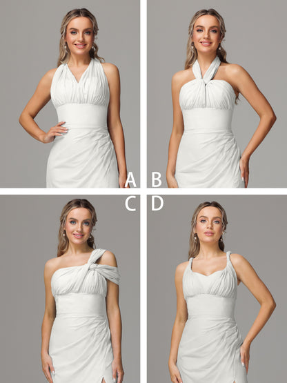Sleeveless Off The Shoulder Chiffon Bridesmaid Dress With Slit