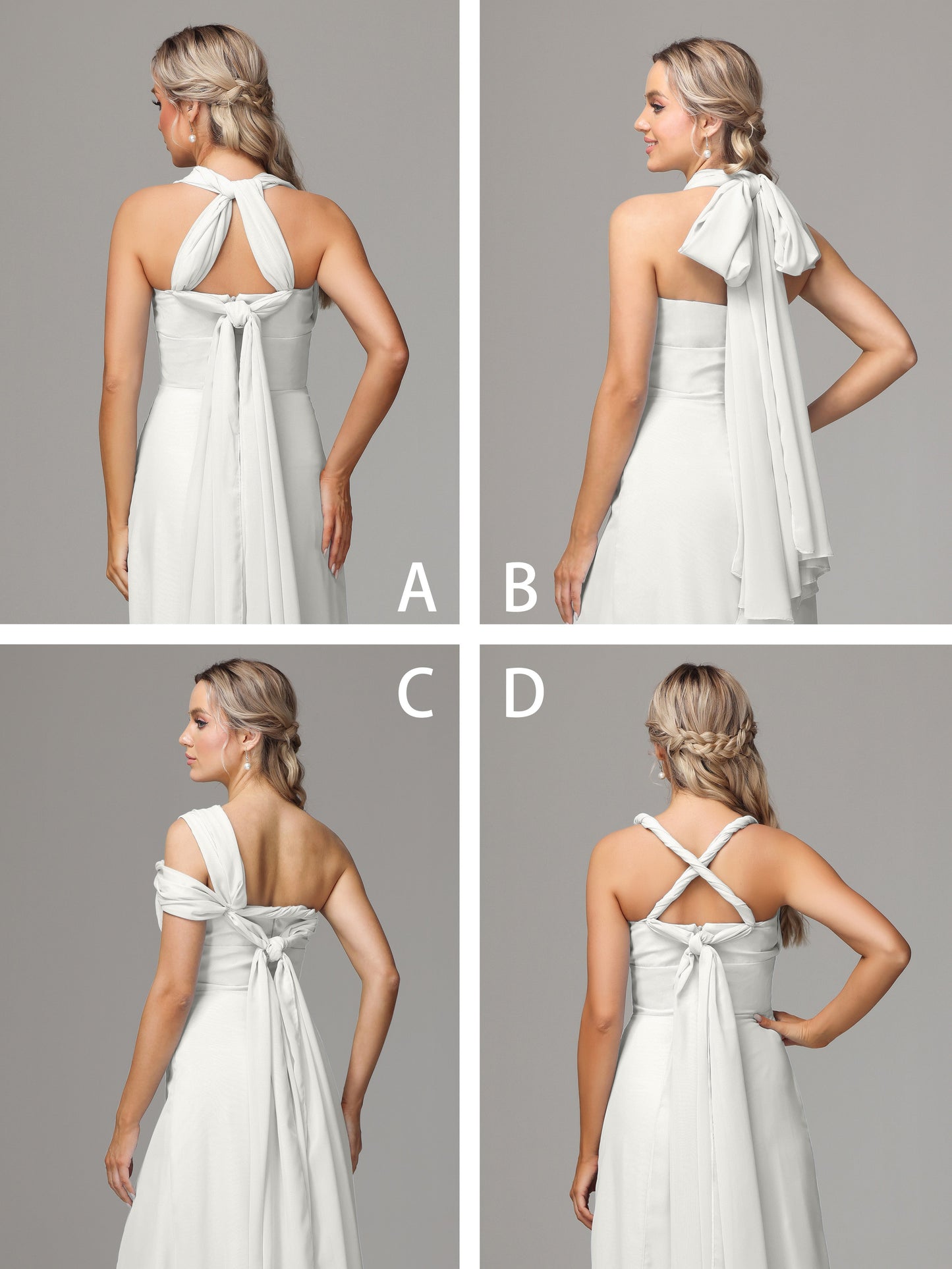 Sleeveless Off The Shoulder Chiffon Bridesmaid Dress With Slit