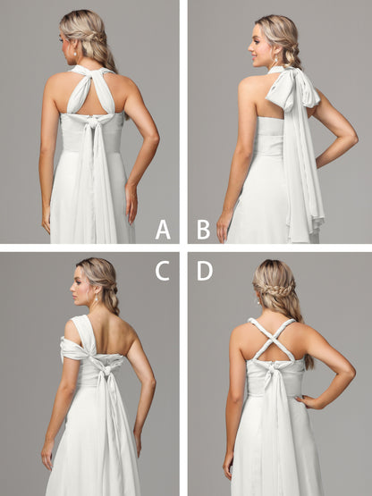 Sleeveless Off The Shoulder Chiffon Bridesmaid Dress With Slit