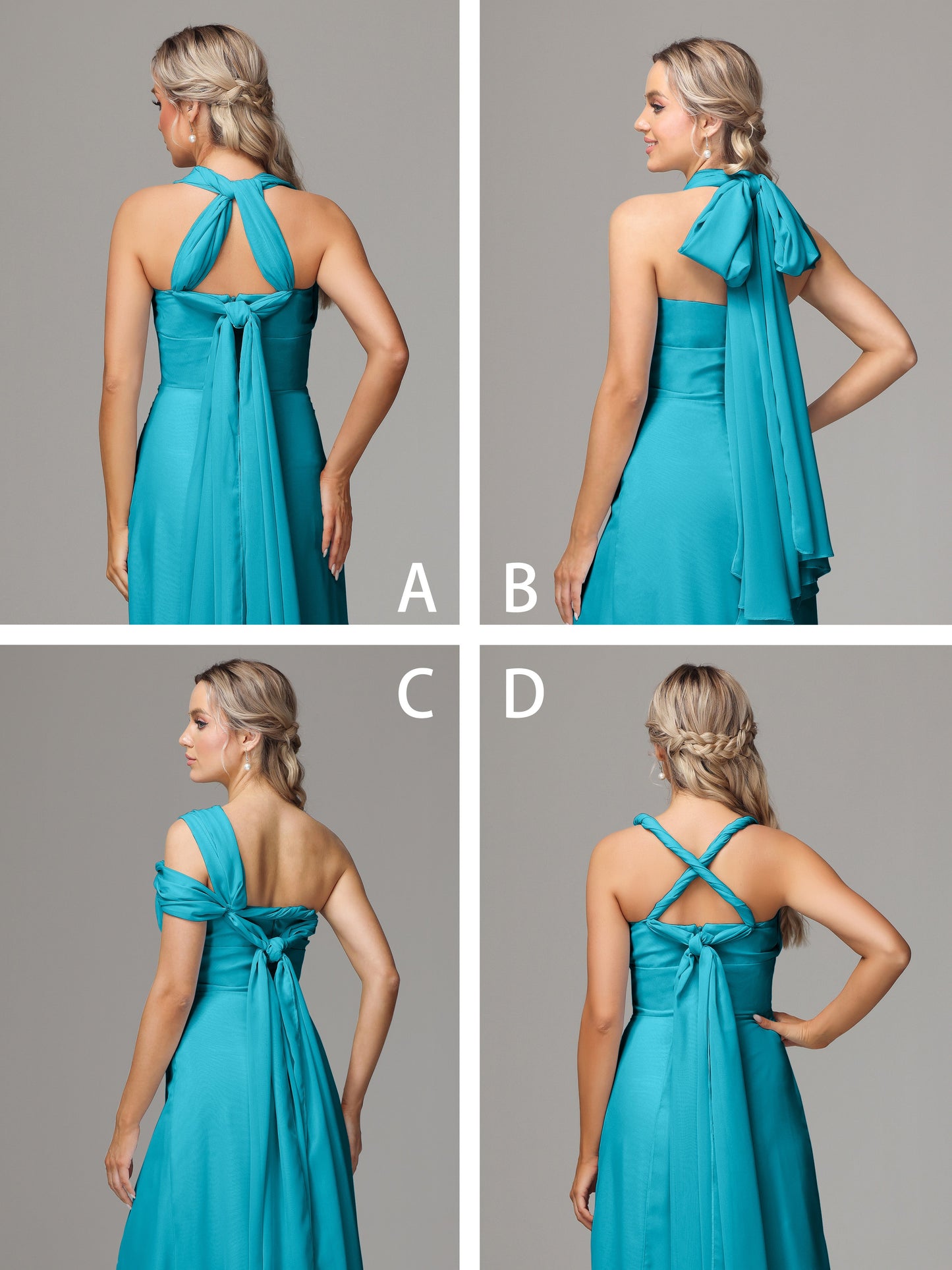 Sleeveless Off The Shoulder Chiffon Bridesmaid Dress With Slit