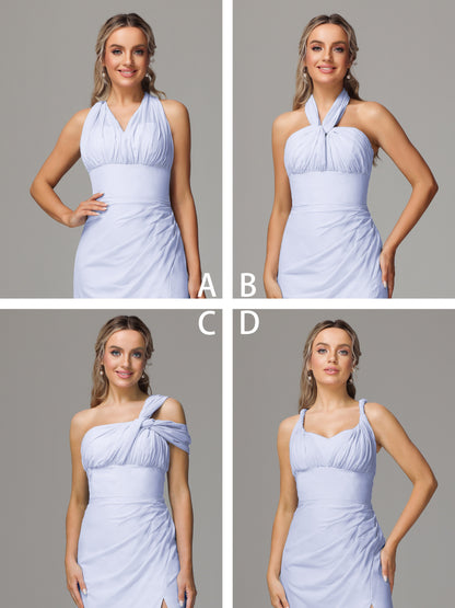 Sleeveless Off The Shoulder Chiffon Bridesmaid Dress With Slit