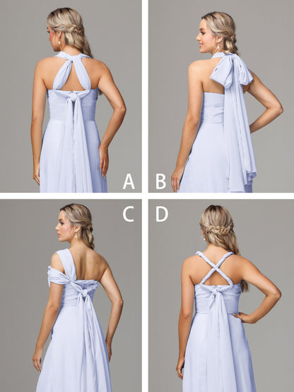 Sleeveless Off The Shoulder Chiffon Bridesmaid Dress With Slit