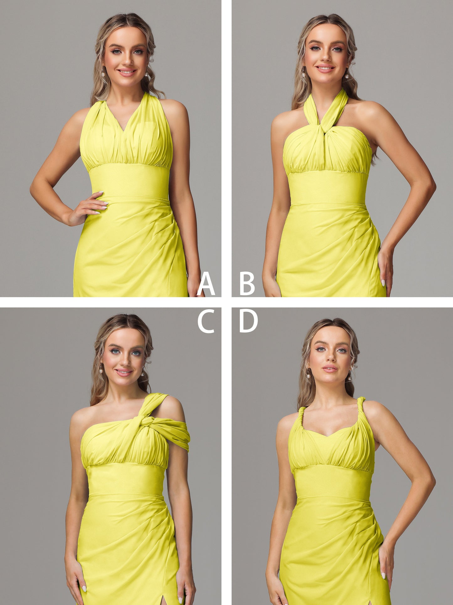 Sleeveless Off The Shoulder Chiffon Bridesmaid Dress With Slit