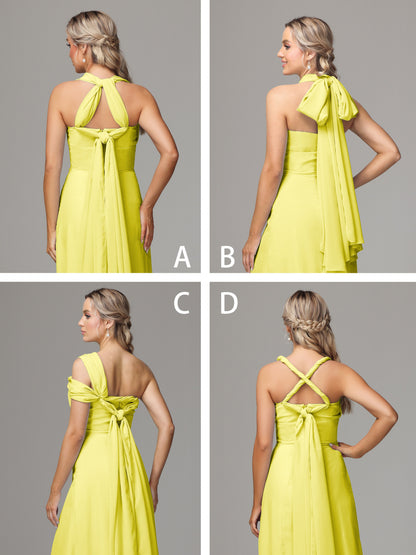Sleeveless Off The Shoulder Chiffon Bridesmaid Dress With Slit