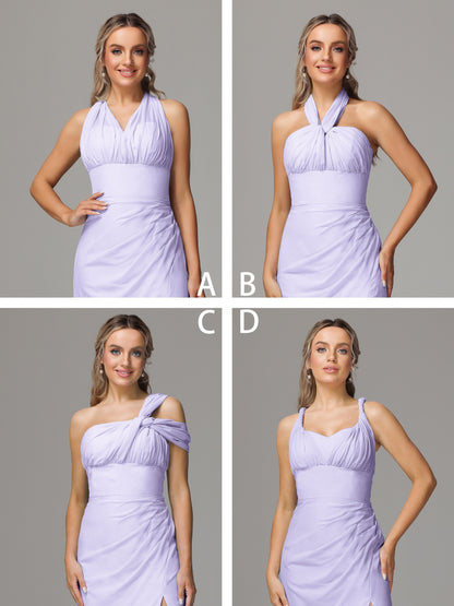 Sleeveless Off The Shoulder Chiffon Bridesmaid Dress With Slit