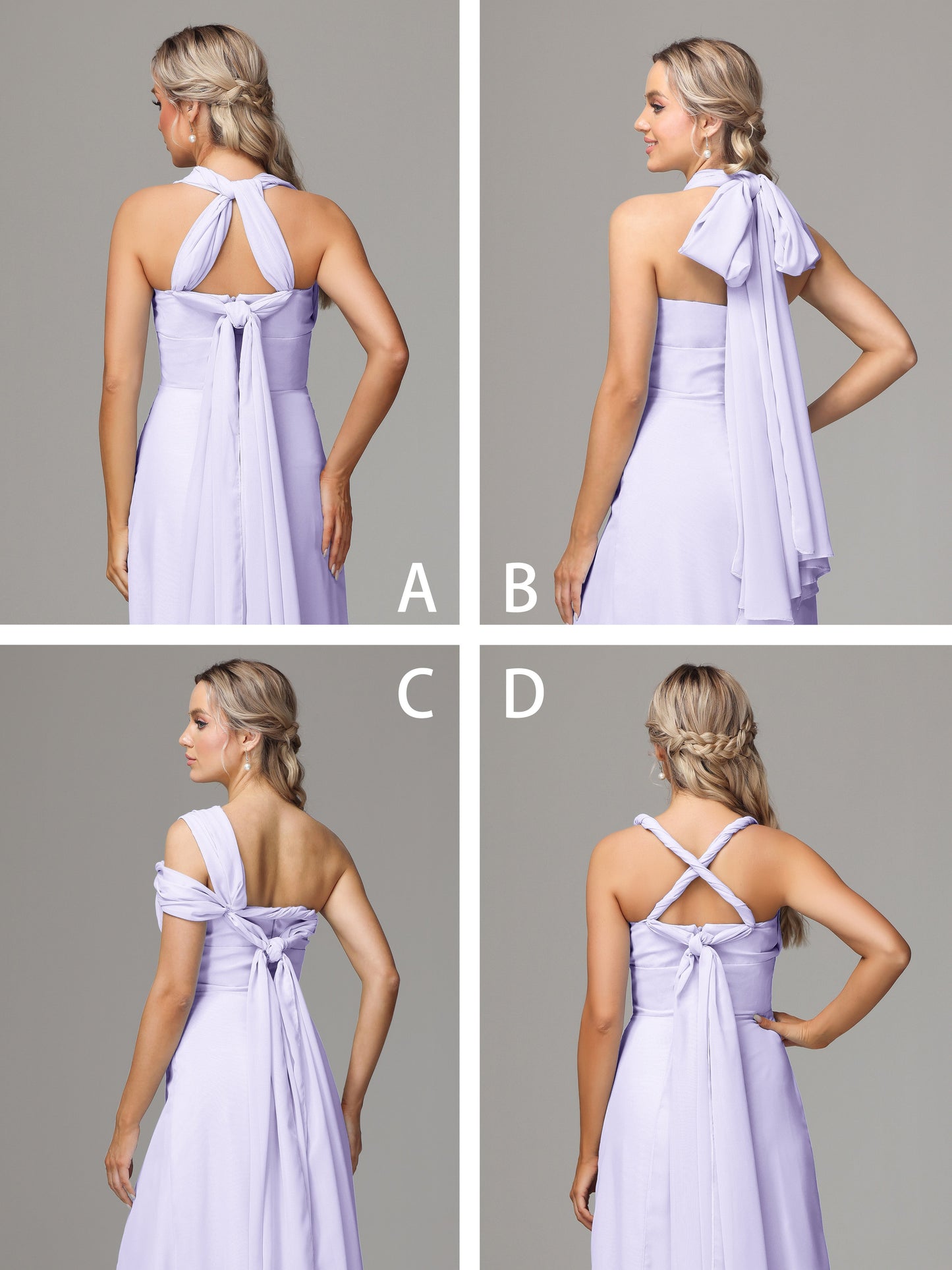 Sleeveless Off The Shoulder Chiffon Bridesmaid Dress With Slit
