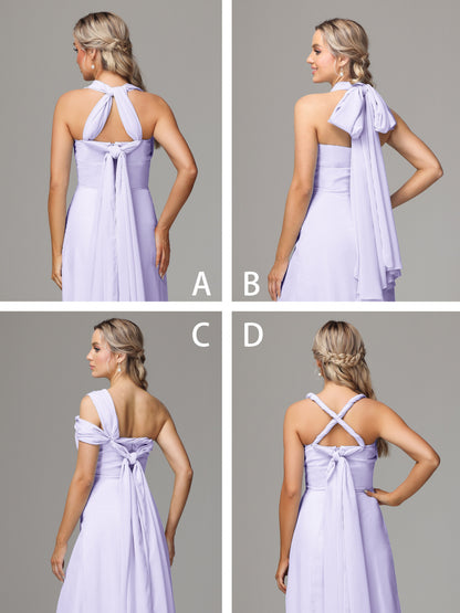 Sleeveless Off The Shoulder Chiffon Bridesmaid Dress With Slit