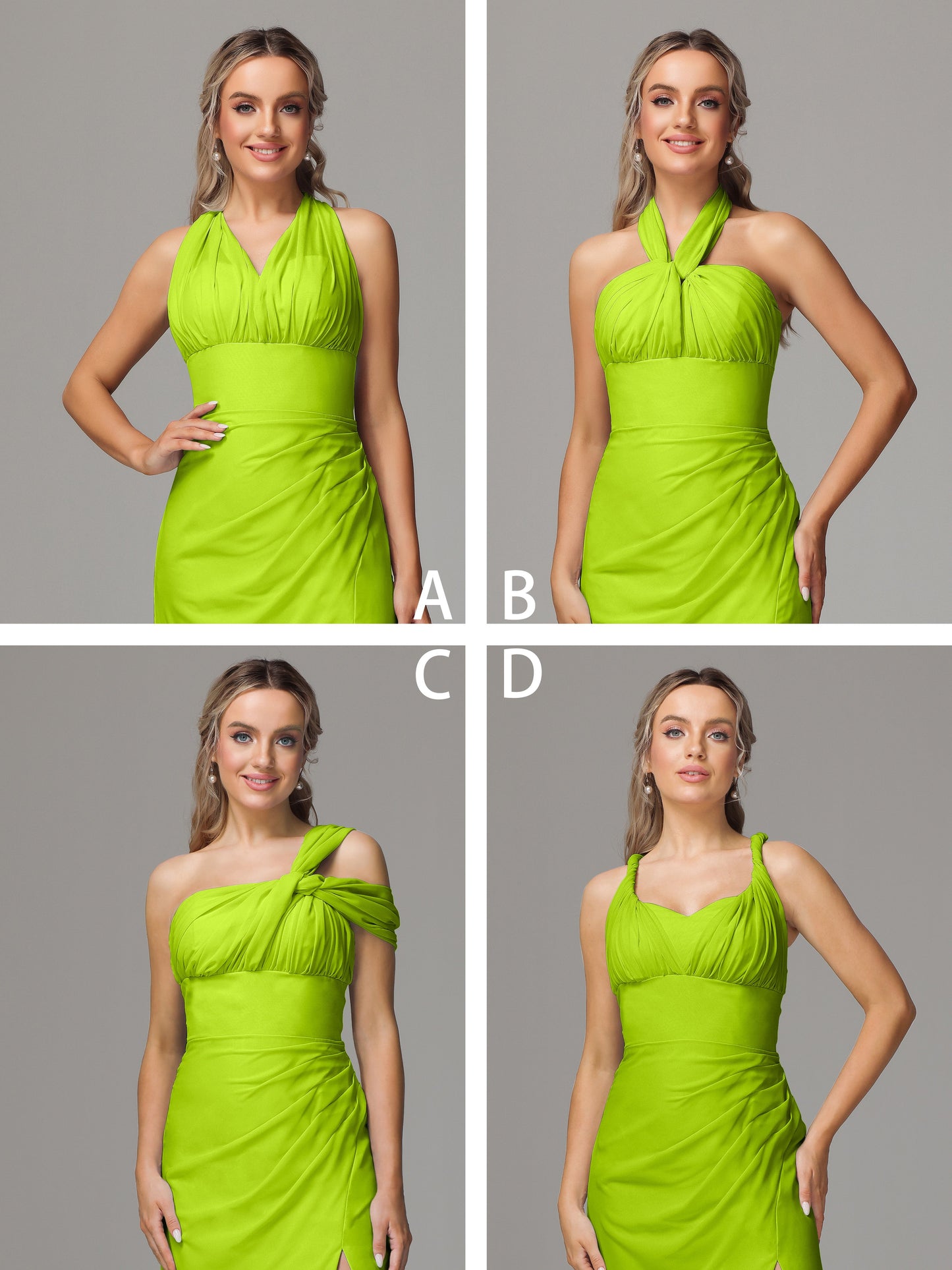 Sleeveless Off The Shoulder Chiffon Bridesmaid Dress With Slit