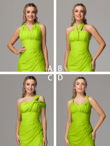 Sleeveless Off The Shoulder Chiffon Bridesmaid Dress With Slit