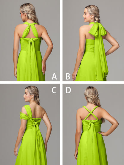 Sleeveless Off The Shoulder Chiffon Bridesmaid Dress With Slit