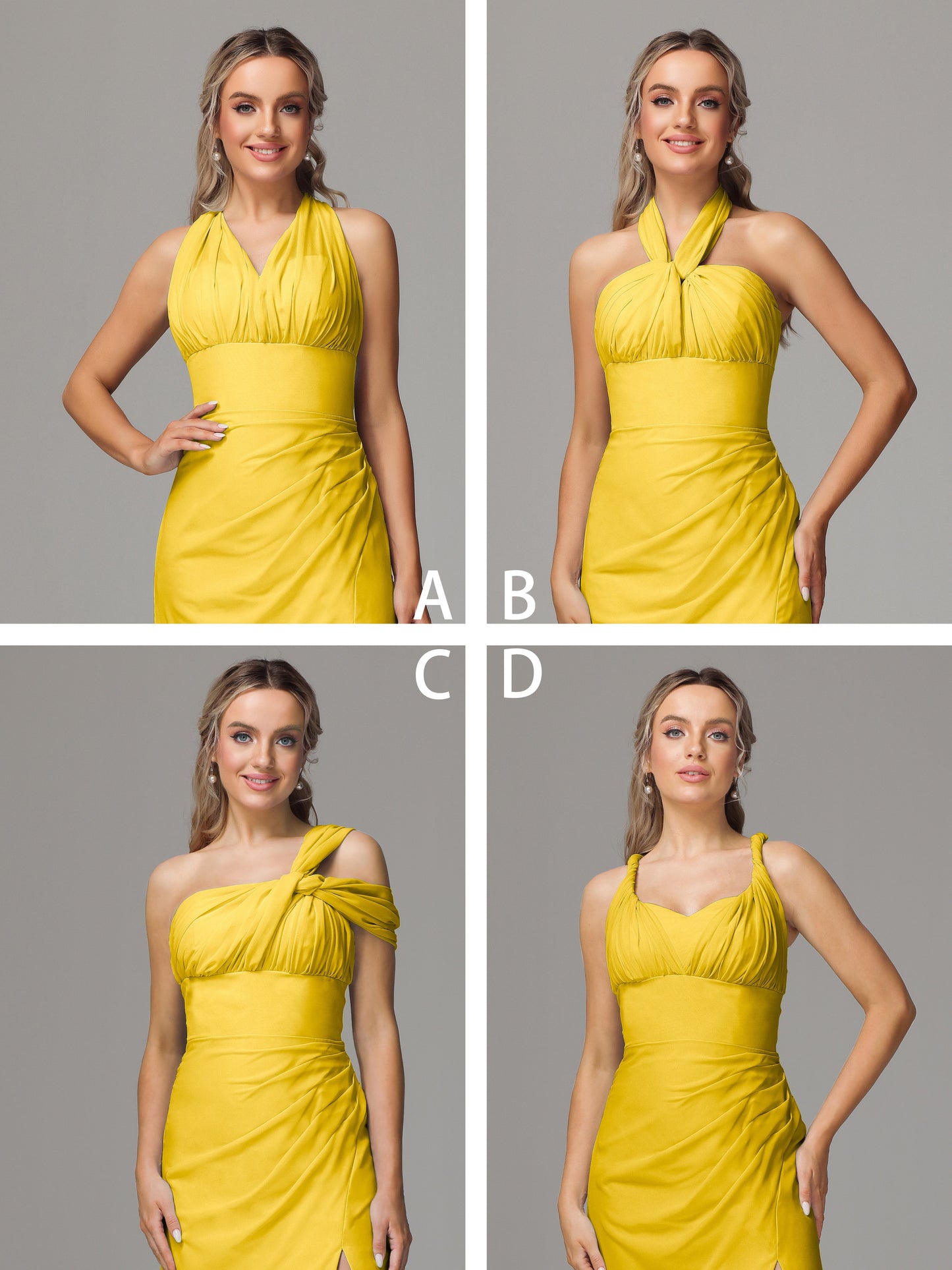Sleeveless Off The Shoulder Chiffon Bridesmaid Dress With Slit