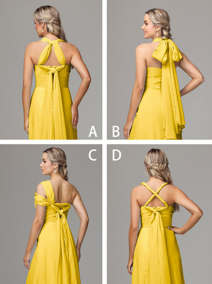 Sleeveless Off The Shoulder Chiffon Bridesmaid Dress With Slit