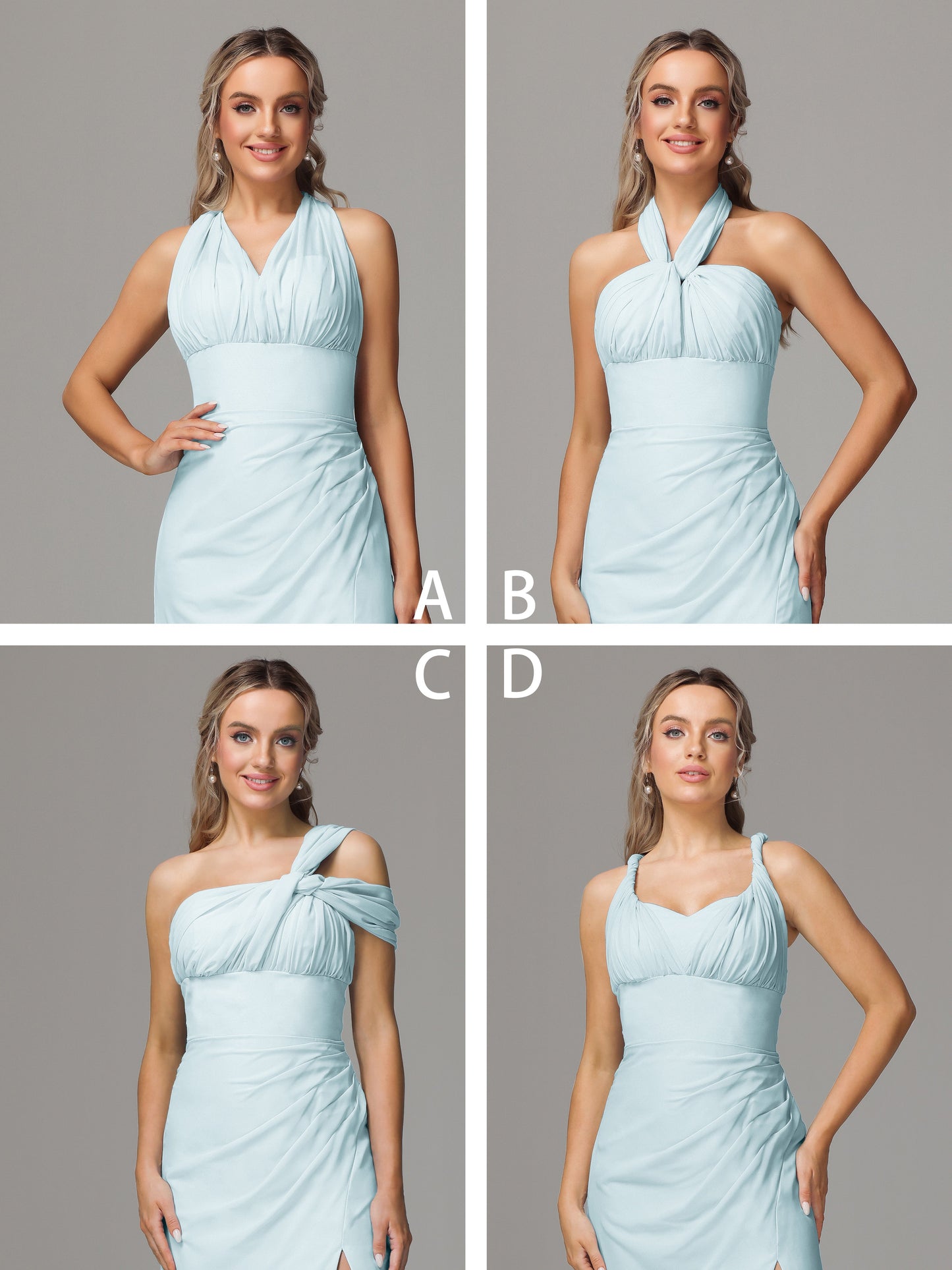 Sleeveless Off The Shoulder Chiffon Bridesmaid Dress With Slit