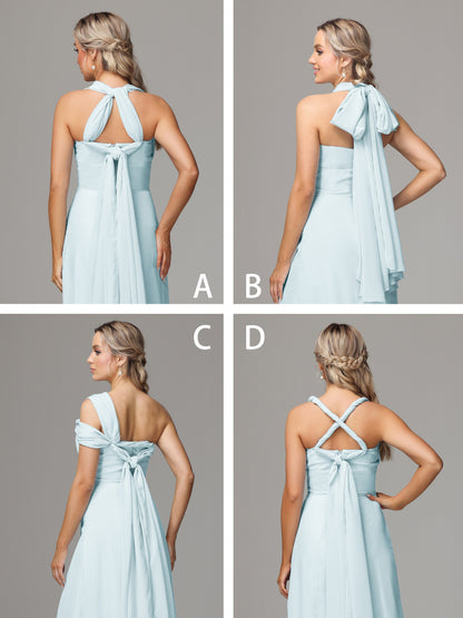 Sleeveless Off The Shoulder Chiffon Bridesmaid Dress With Slit
