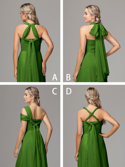 Sleeveless Off The Shoulder Chiffon Bridesmaid Dress With Slit
