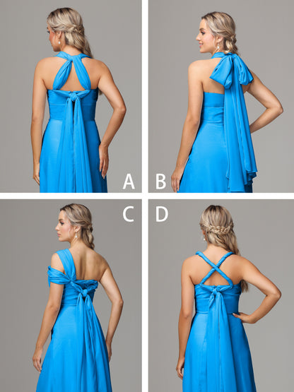 Sleeveless Off The Shoulder Chiffon Bridesmaid Dress With Slit