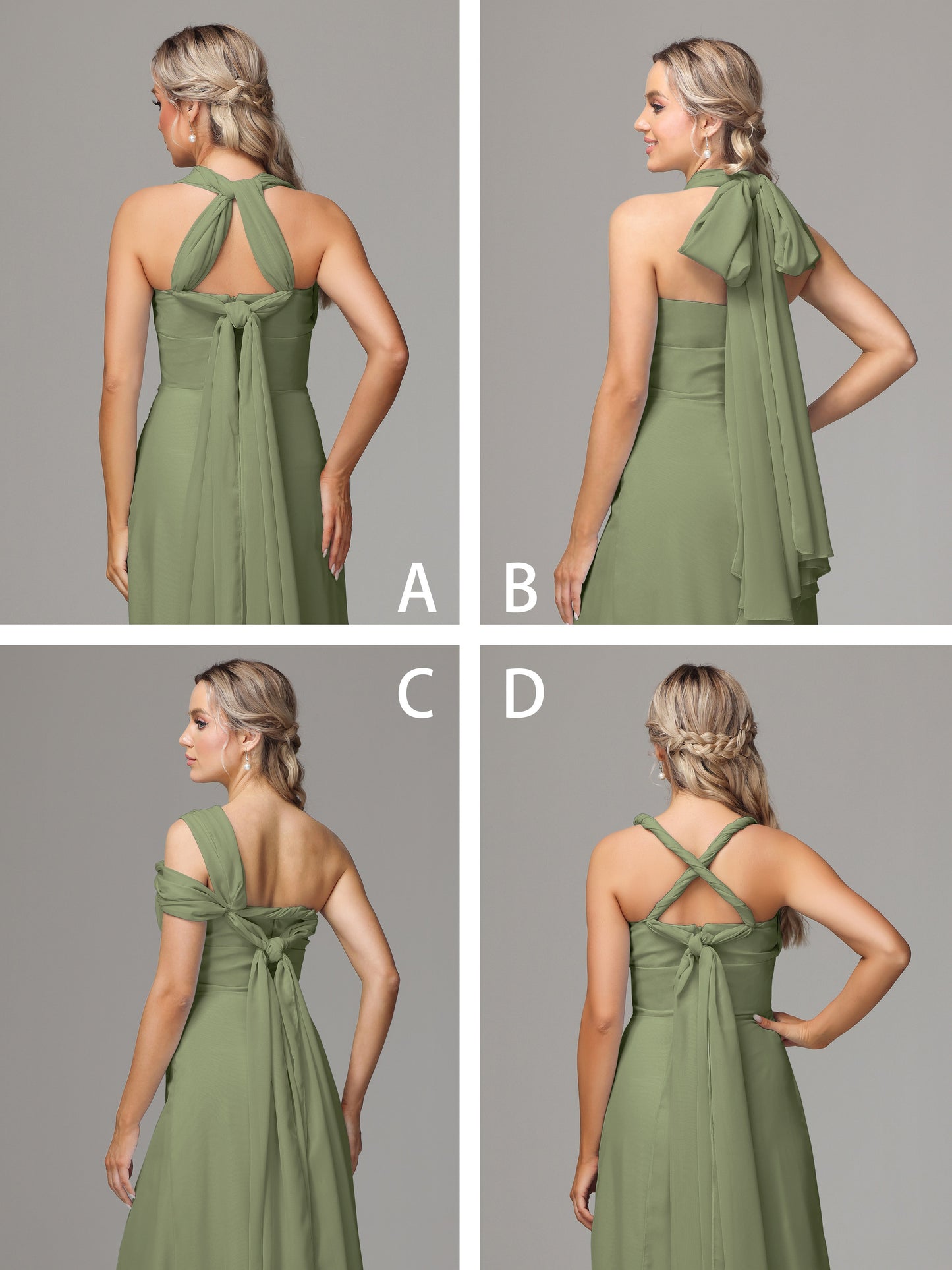Sleeveless Off The Shoulder Chiffon Bridesmaid Dress With Slit