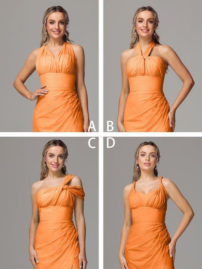 Sleeveless Off The Shoulder Chiffon Bridesmaid Dress With Slit
