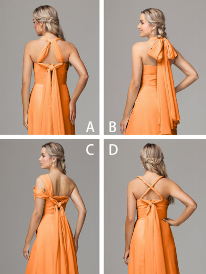 Sleeveless Off The Shoulder Chiffon Bridesmaid Dress With Slit