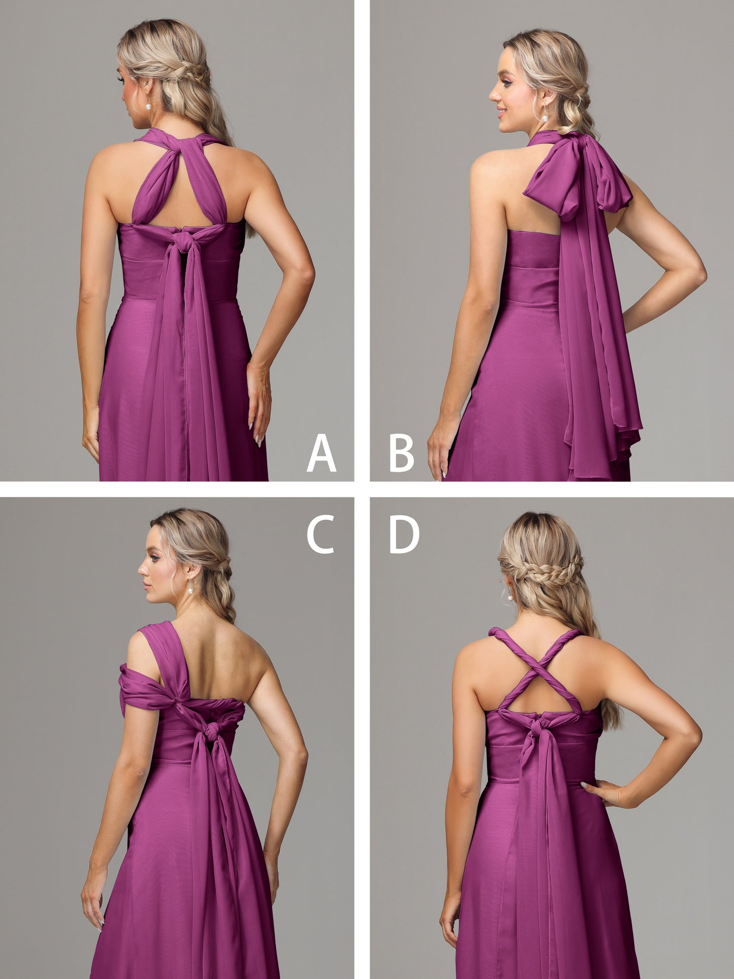 Sleeveless Off The Shoulder Chiffon Bridesmaid Dress With Slit