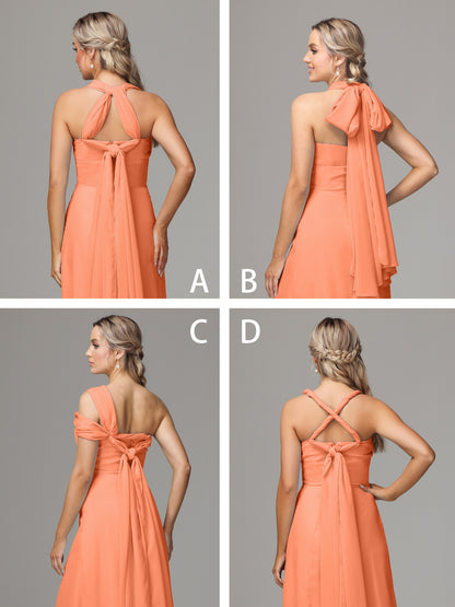 Sleeveless Off The Shoulder Chiffon Bridesmaid Dress With Slit