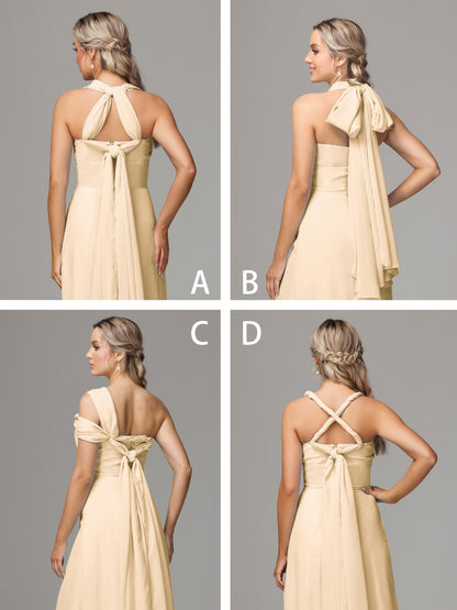 Sleeveless Off The Shoulder Chiffon Bridesmaid Dress With Slit