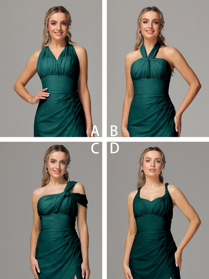 Sleeveless Off The Shoulder Chiffon Bridesmaid Dress With Slit