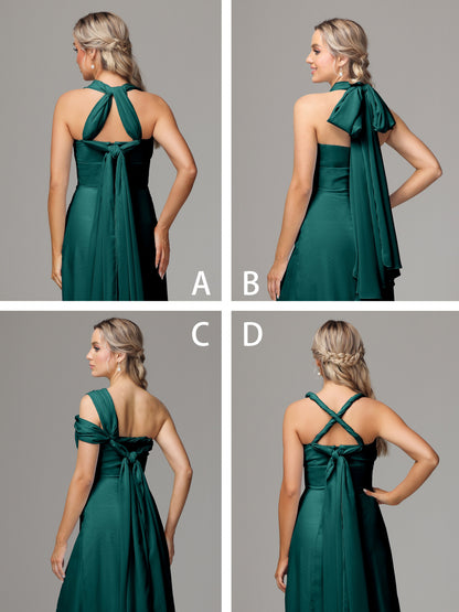 Sleeveless Off The Shoulder Chiffon Bridesmaid Dress With Slit