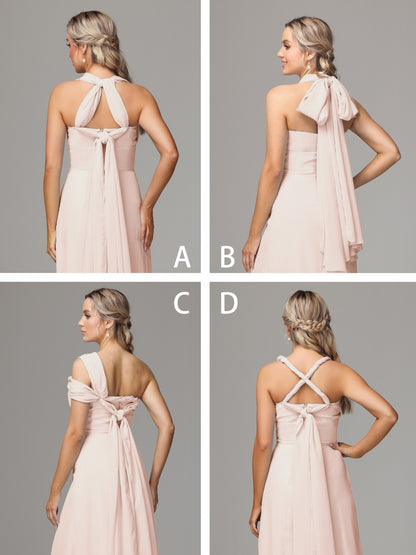Sleeveless Off The Shoulder Chiffon Bridesmaid Dress With Slit