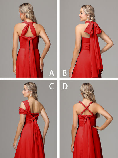 Sleeveless Off The Shoulder Chiffon Bridesmaid Dress With Slit