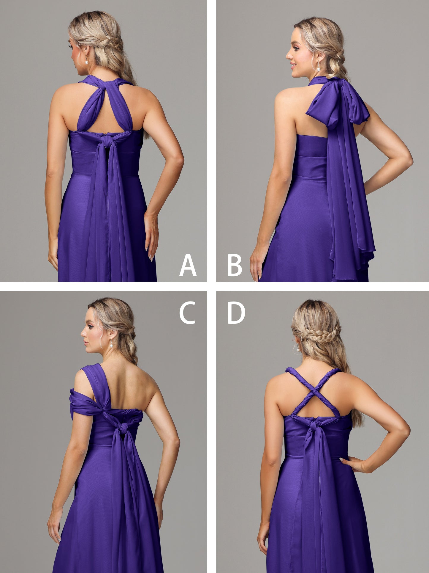 Sleeveless Off The Shoulder Chiffon Bridesmaid Dress With Slit