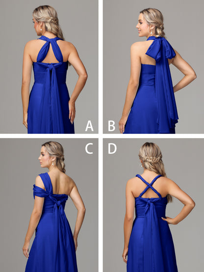 Sleeveless Off The Shoulder Chiffon Bridesmaid Dress With Slit
