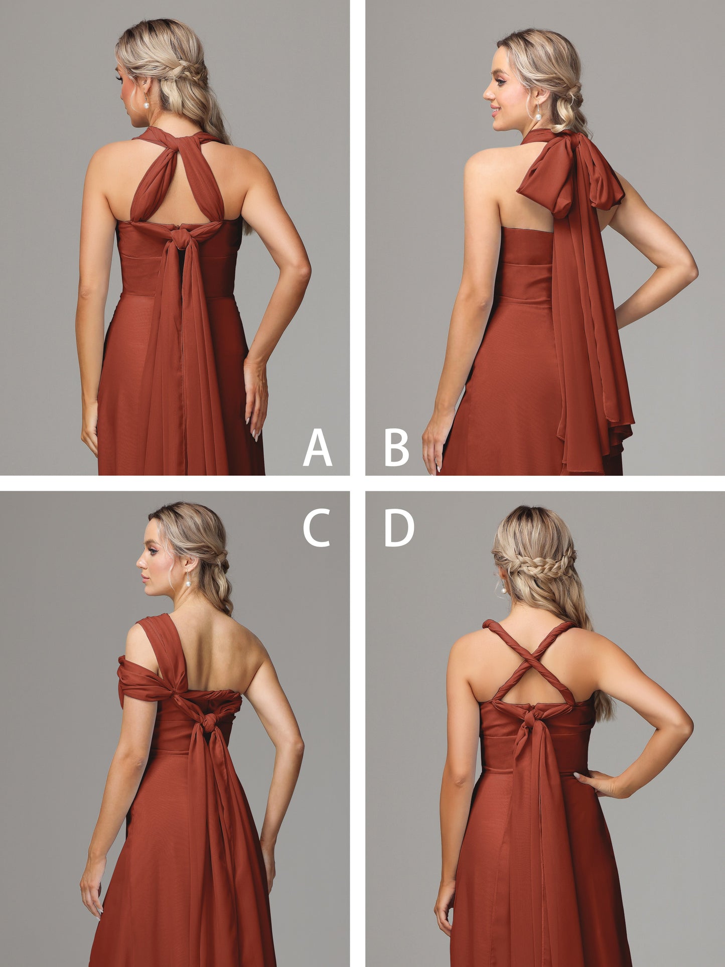 Sleeveless Off The Shoulder Chiffon Bridesmaid Dress With Slit