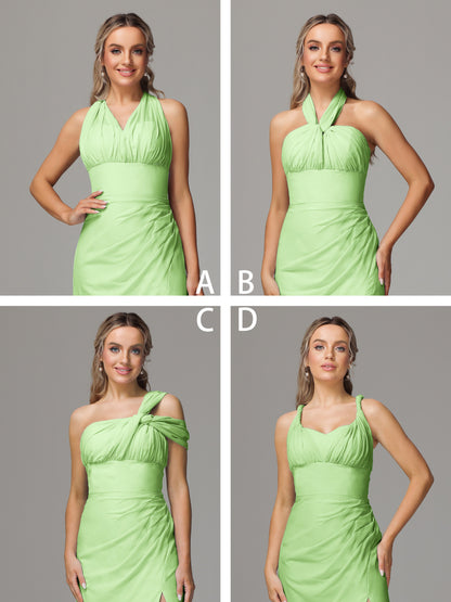 Sleeveless Off The Shoulder Chiffon Bridesmaid Dress With Slit
