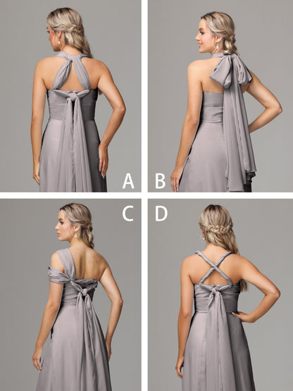 Sleeveless Off The Shoulder Chiffon Bridesmaid Dress With Slit