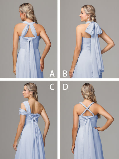 Sleeveless Off The Shoulder Chiffon Bridesmaid Dress With Slit