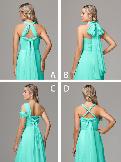 Sleeveless Off The Shoulder Chiffon Bridesmaid Dress With Slit