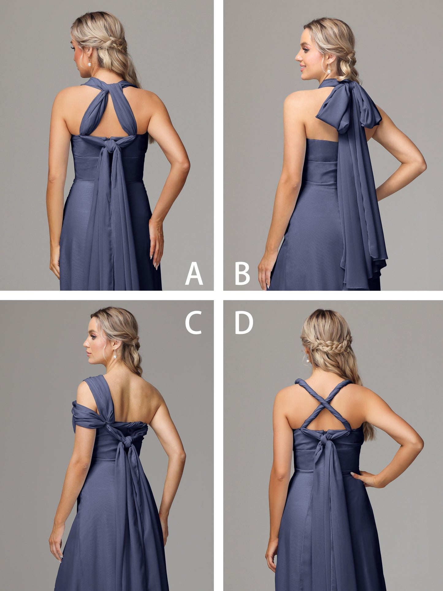 Sleeveless Off The Shoulder Chiffon Bridesmaid Dress With Slit